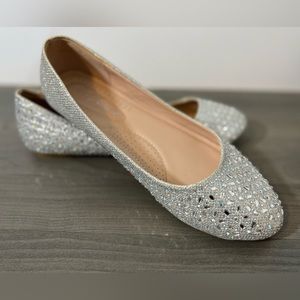 Cover silver Rhinestone Ballet Flats